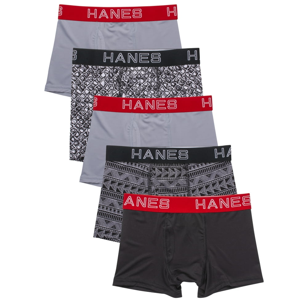 Hanes Hanes Boys' Stretch XTemp Boxer Briefs 5 Pack, Sizes SXL