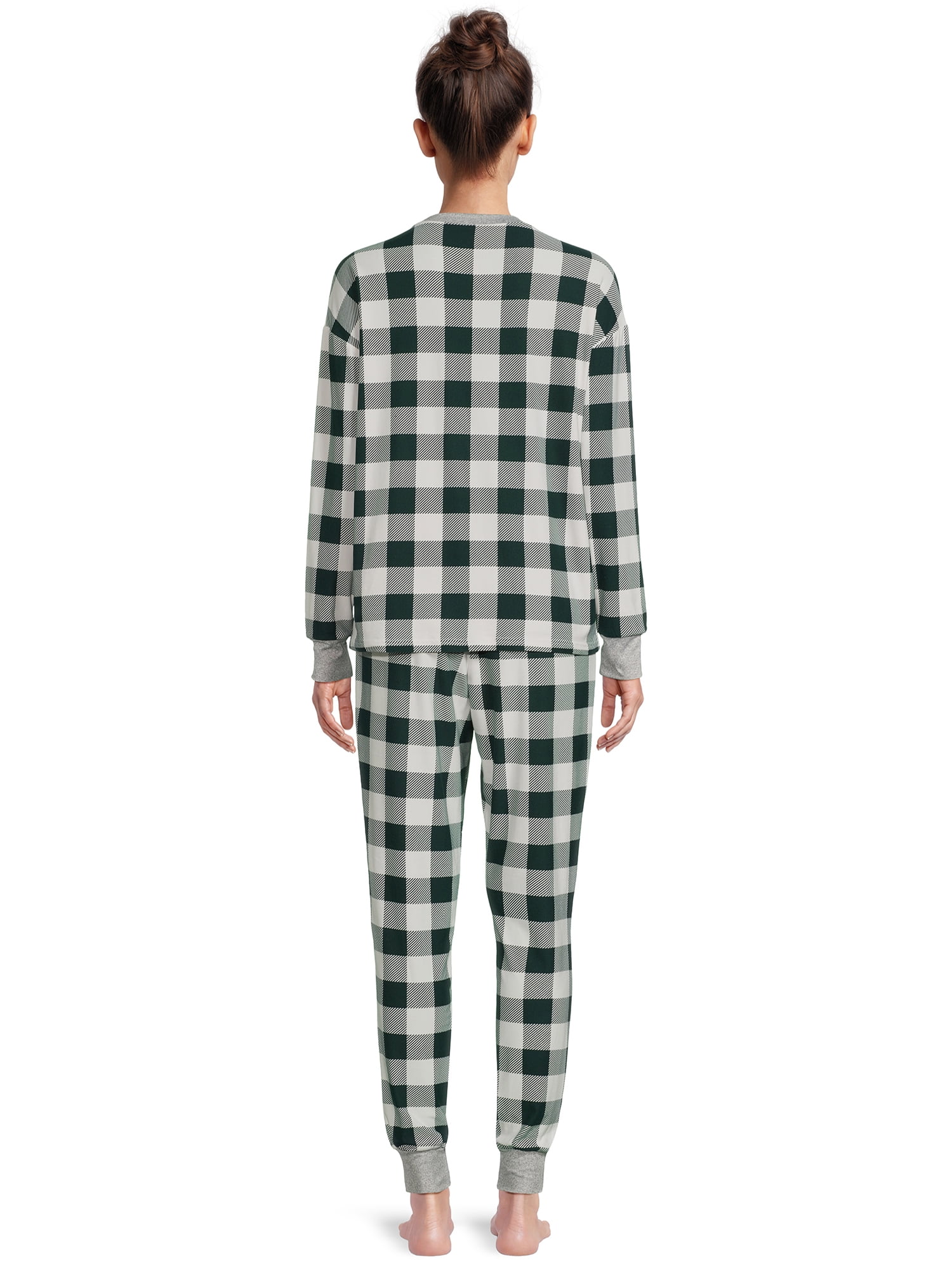Jolly Jammies Women’s Holiday Green Plaid Matching Family Pajamas Sleepwear Set, 2-Piece, Sizes S-3X