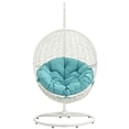thumbnail image 3 of Modern Contemporary Urban Design Outdoor Patio Balcony Swing Chair, Blue White, Rattan, 3 of 5