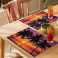thumbnail image 4 of Ocean Coconut Placemats Set of 8 Modern Beach Sunset Seashore Tropical Place Mats Indoor Wipeable Table Mats Washable Cloth Dining Table Placemats for Kitchen Holiday Party Home Decor 13x19 Inch, 4 of 9