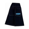 thumbnail image 1 of Pantalones vaqueros unisex estilo hip-hop gótico urbano de talle alto y corte holgado con diseños rasgados y bordados for hombre y mujer, 1 of 4