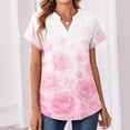 thumbnail image 4 of BOMYJESK Women Tops Short Sleeve V Neck T Shirts Business Casual Floral Print Basic Blouses 2026 Spring Fashion Beach Vacation Loose Fit Outfits Pink S, 4 of 7