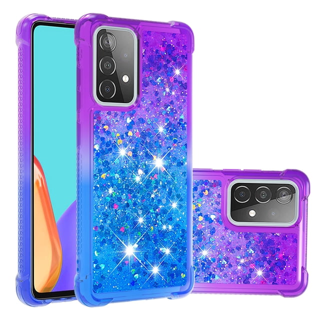 Funda para Samsung Galaxy A52 5G/4G Transparente con Brillos Carcasa Protectora Antigolpes con Glitter Brillante