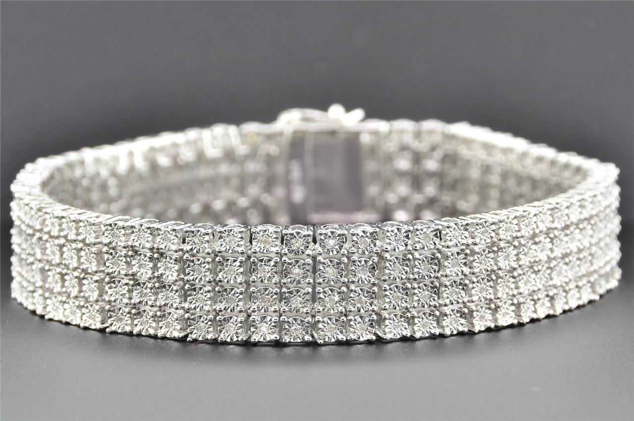 Mens sterling silver diamond bracelets Outlet