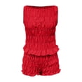 thumbnail image 4 of 2 Piece Sets For Women Ribbed Sleeveless Crop Top and Shorts Casual Two Piece Summer Beach Outfit Set, 4 of 4