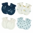 thumbnail image 1 of Gerber Essentials Mitones bebé azul blanco 4 pzs algodón antirrasguños 0-3 meses, 1 of 5