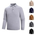thumbnail image 3 of Bcfgryg Autumn And Winter Men's Solid Color Slim Lapel Casual Bottoming Sweater Cardigans For Men Gray M, 3 of 3