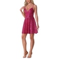 thumbnail image 4 of INSPIRE CHIC Vestido de Mujer con Brillo y Lentejuelas, Tirantes Espagueti, Espalda Descubierta, Ropa de Fiesta Mini, Color Rosa Fucsia, 4 of 6