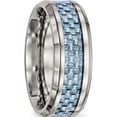 thumbnail image 4 of Stainless Steel Polished With Light Blue Carbon Fiber Inlay 8mm Band (Size 11) Made In China sr501-11, 4 of 5