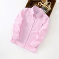 thumbnail image 7 of Boys Button Down Striped Dress Shirts with Chest Pocket Girls Long Sleeve Casual Formal School Uniform Shirts Pink,3-4 Years, 7 of 7