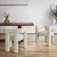 thumbnail image 3 of BELLEZE Modern Boucle Chairs Set of 2, Linen Dining Chairs with Barrel Sidearms and Back, Minimalist Upholstered Kitchen Armchairs for Dining Room - Lisbon (Cream), 3 of 7