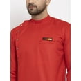 thumbnail image 2 of eloria Men's Trending Indian Traditional Solid Red Asymmetric Kurta, 2 of 7