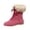 Hot Pink, variant on Faux Fur Collar Shoes, Womens Winter Ankle Boots, Faux Fur Collar Lace Up Fleece Lined Booties with Round Toe, Warm Insulated Snow Boots, Comfortable Cold Weather Footwear for Women