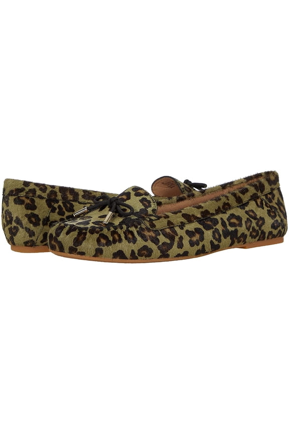 Haircalf Millie Mocassin Bow 8 Green Leopard