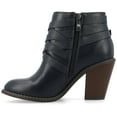 thumbnail image 3 of Journee Womens Strap Inside Zip Stacked Heel Booties, Widths Available, 3 of 10