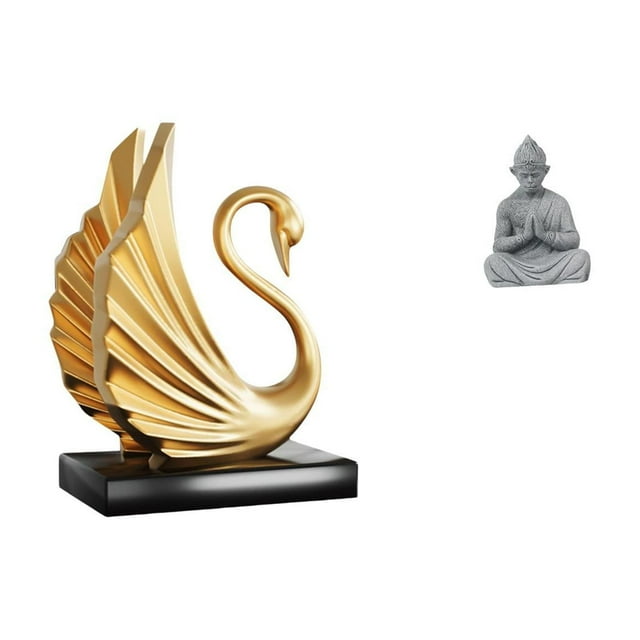 Figura de mono cisne, estatua decorativa, colección de arte moderno, escultura animal para sala de estar, gabinete, decoración del hogar, figura de Bu