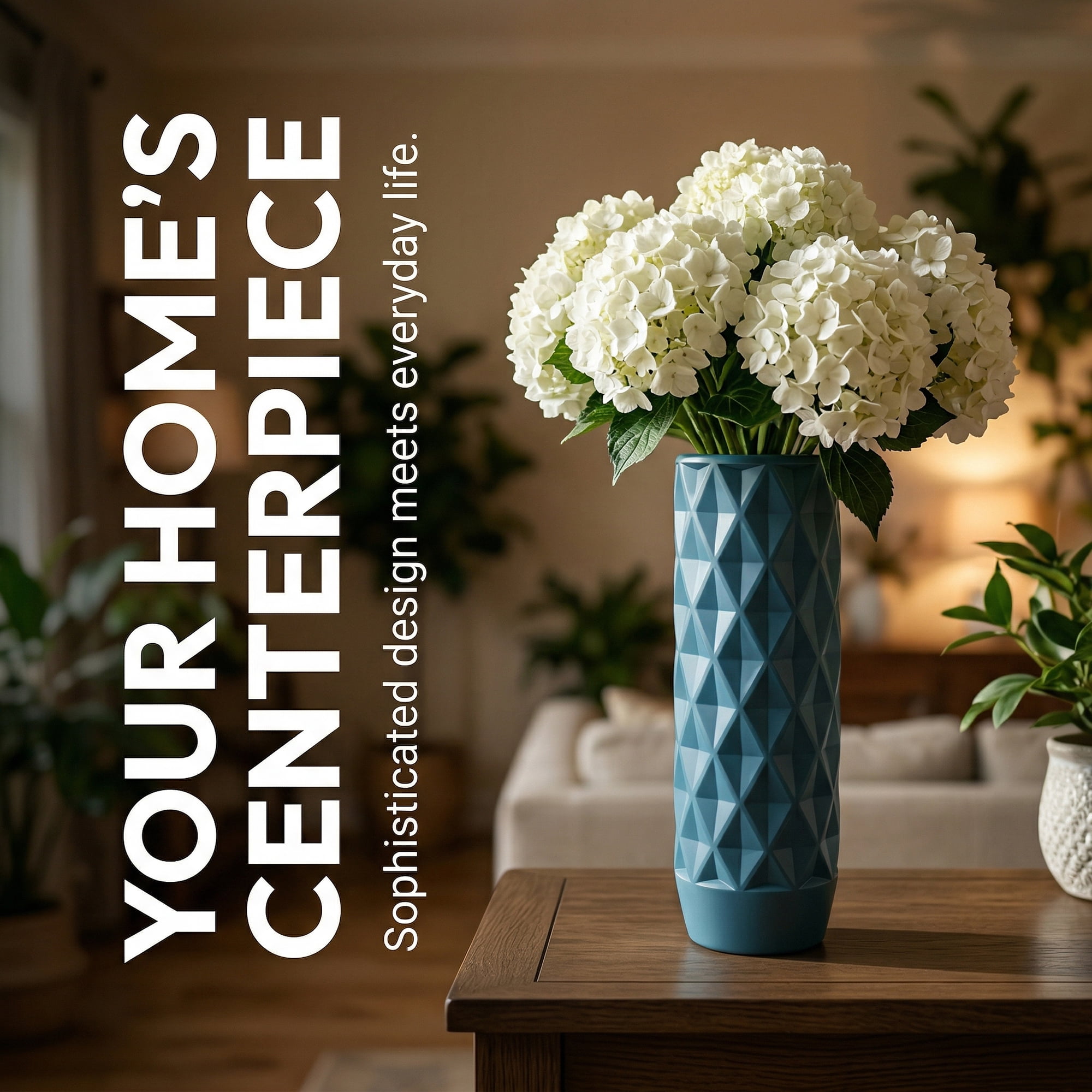 Unique Bargains Clear Plastic Cylinder Shatterproof Flower Vase Blue 3.5" x 3.5" x 11.8"