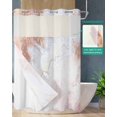 thumbnail image 2 of No Hook Shower Curtain with Snap in Liner, Marble Pink Gradient Marble with Lines Hotel Shower Curtains for Bathroom, Washable Shower Curtain Liner Set with Mesh Top Window, 48"x72", 2 of 6