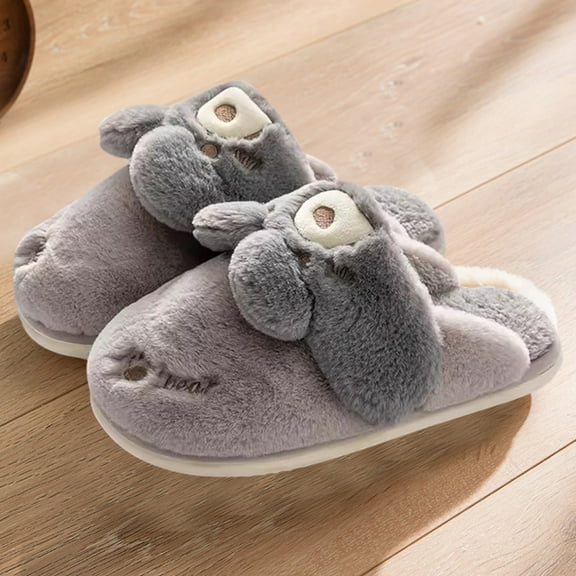 Luxalzxs House Slippers for Couple, Men/Women Cute Rabbit Warm Plush Slippers Comfortable Indoor Outdoor Anti Slip Home Thick Sole Winter Soft Warm Animal Slippers