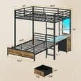 thumbnail image 2 of Afuhokles Twin Over Full Bunk Bed with Desk, Bunk Beds with Charging Station and Led Lights, Storage Drawers and Shelves, Brown, 2 of 8