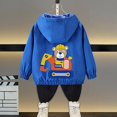 thumbnail image 2 of Afuyipoi Kids Hooded Print Jacket Lightweight 1-11 Years Waterproof Windbreaker Fall Outdoor Top for Boys Girls Blue Size 6, 2 of 5