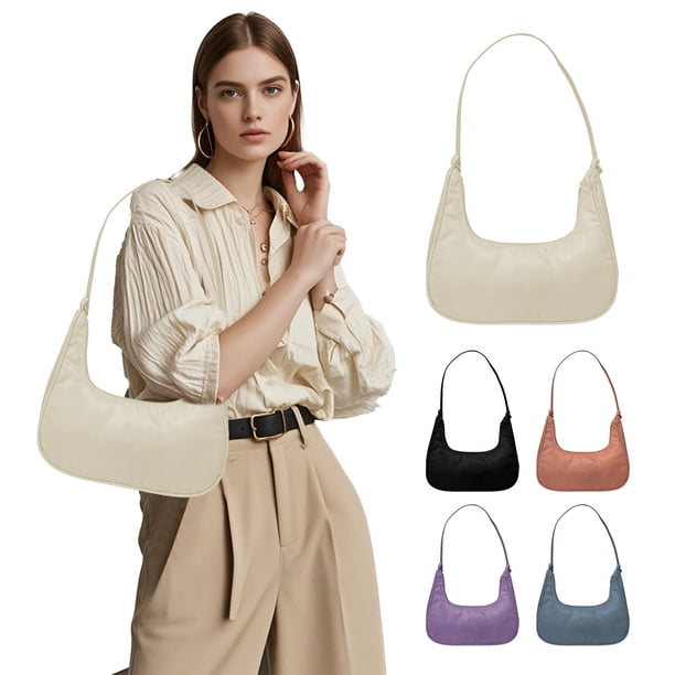 Bolso de hombro de mujer - Bolso casual y bolso mensajero - Cuero PU - Beige, negro, rosa, azul cielo - 9,06x8,27x2,76 pulgadas