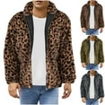 thumbnail image 6 of Lovskoo Men's Faux Fur Coat Winter Warm Fashion Leopard Long Sleeve Hooded Casual Outwear Jackets Blue, 6 of 6