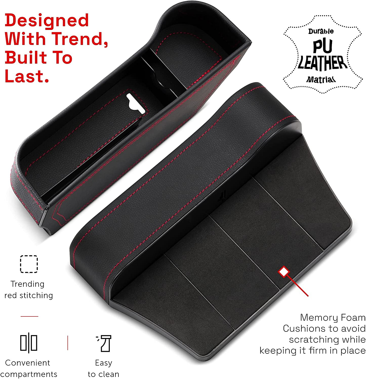 Perplus Car Seat Gap Filler Organizer, 2 Pack Between Front and Storage, Auto Console with Cup Holder