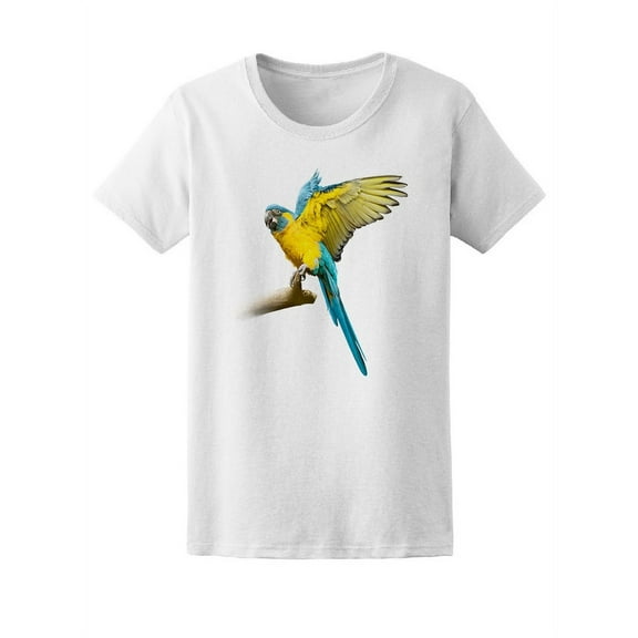 Beautiful Blue Ara Tropical Bird T-Shirt Women -Image by Shutterstock, Female x-Large
