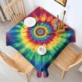 thumbnail image 2 of Colorful Rainbow Tie Dye Spiral Pattern Square Tablecloth,Waterproof Square Table Cover,Wipeable Spillproof Washable Table Cover for Home Kitchen Party Decor 52"x52"(132x132cm), 2 of 6