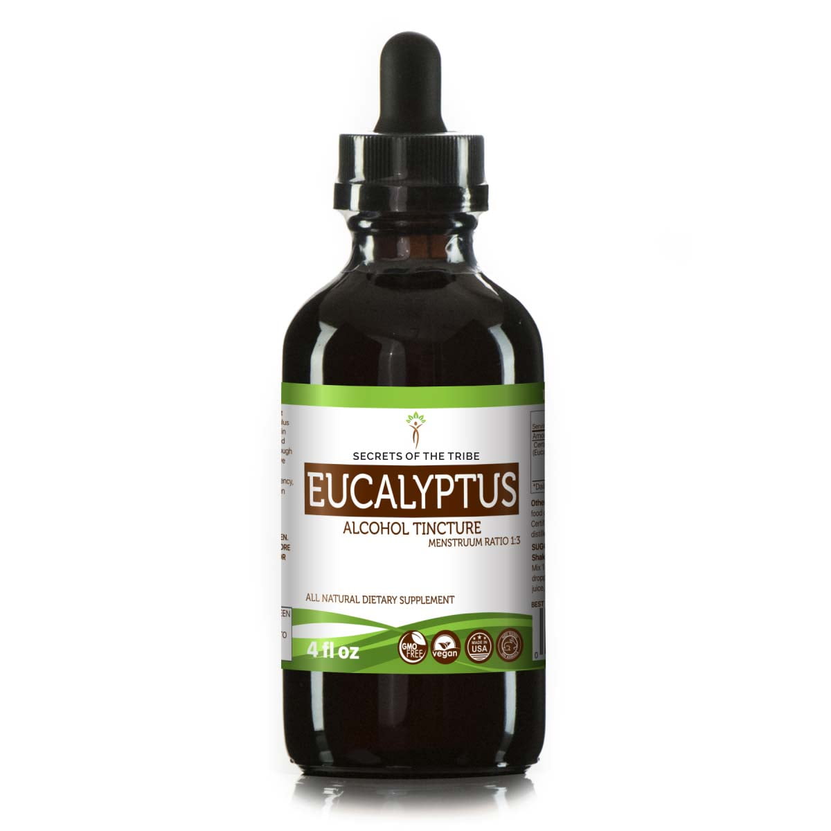 Eucalyptus Tincture Alcohol Extract, Organic Eucalyptus (Eucalyptus Globulus) Dried Leaf 4 oz 