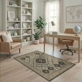 thumbnail image 2 of ODIKA 4'x6' Washable Area Rug Vintage Boho Banded Border Faded Detail Distressed Scroll Oushak Flowing Dynamic for Bedroom, Reading Nook, Pet Friendly & Non-Shedding, 2 of 7