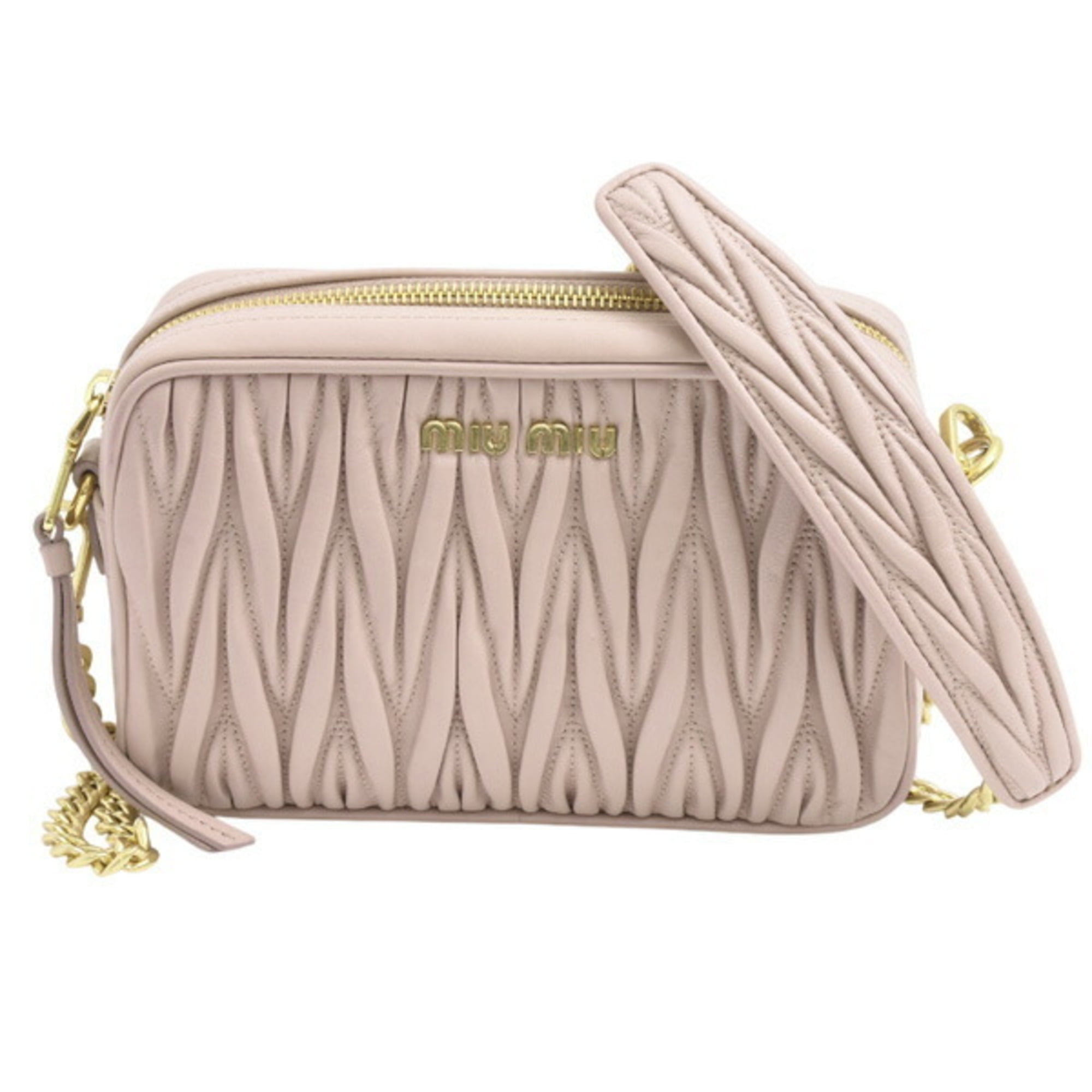 Pre-Owned Miu Miu Miu Women's Matelasse Chain Shoulder Bag in Pink