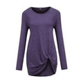 thumbnail image 6 of JINMGG Womens Plus Size T-Shirts,Women Fashion Loose Long Sleeve O-Neck Casual Solid T-Shirt Blouse Tops Purple XXXL, 6 of 9