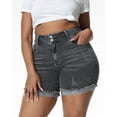 thumbnail image 5 of Gocolloa Womens Plus Size Jean Shorts High Waisted Stretchy Ripped Frayed Folded Hem Denim Shorts Gray 24W, 5 of 5