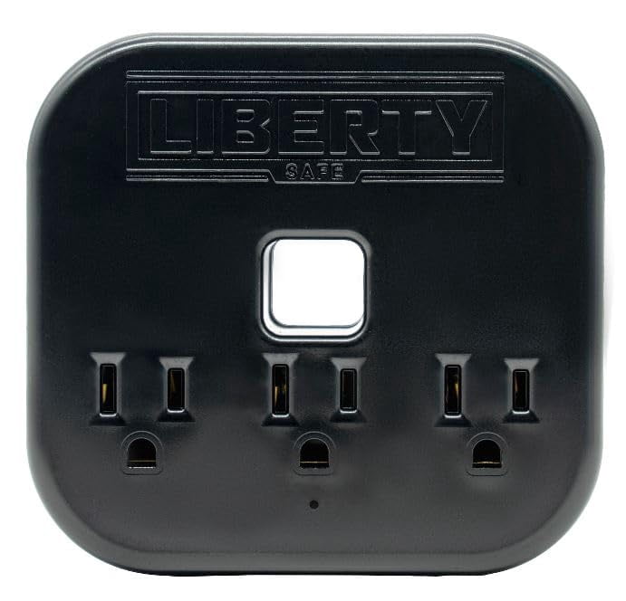 Gun Safe Power Strip Kit, 3 110V Outlets with Surge Protection, Wire Duct Hole, 6ft Removable Cord, Black