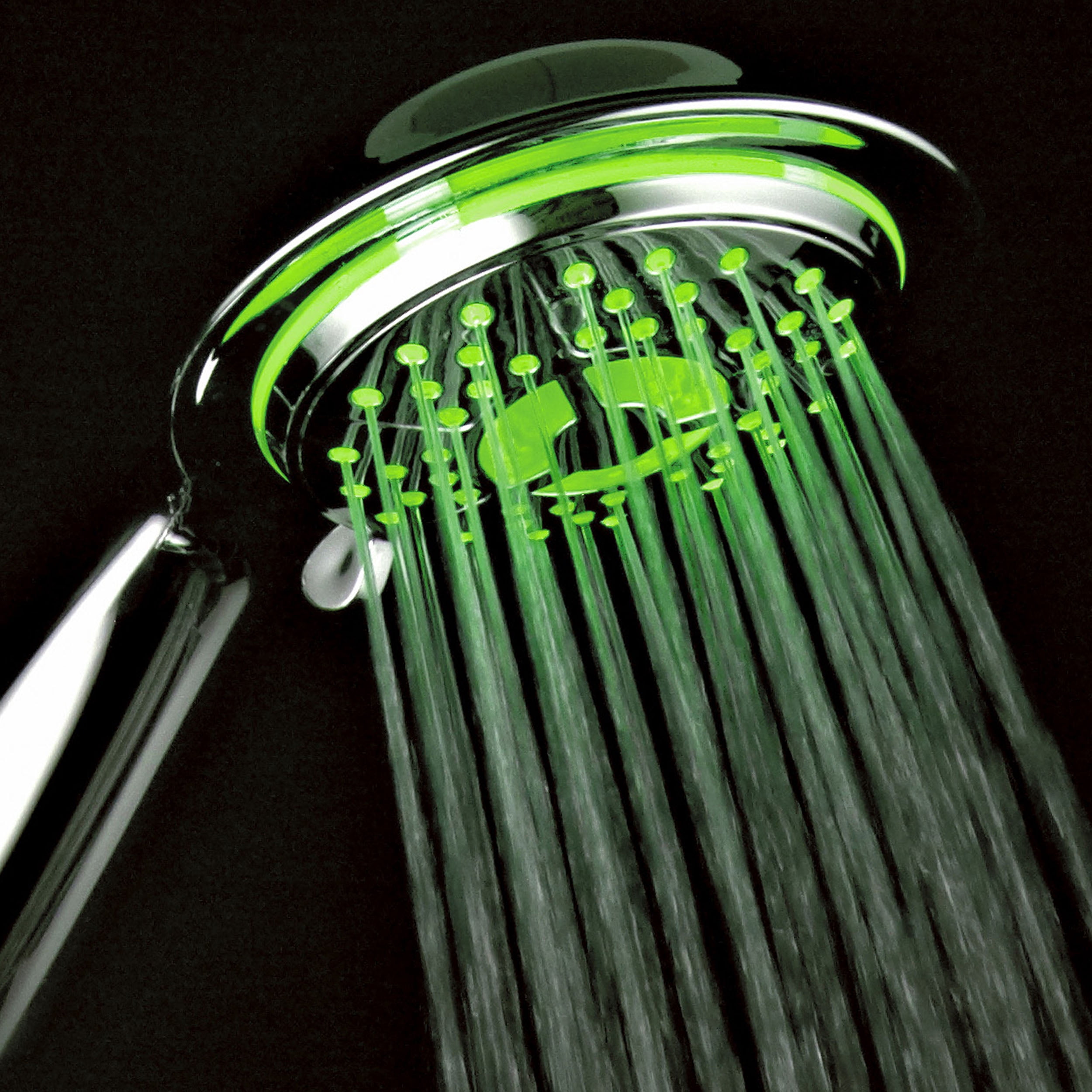PowerSpa All-Chrome LED Handheld Shower with Air Jet LED Turbo Pressure-Boost Nozzle Technology
