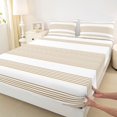thumbnail image 5 of Castle Fairy Minimalist Linear Band King Sheets 4pcs,Retro Striped Layout Bedding,Tan Beige White,1 Flat Sheet, 1 Fitted Sheet and 2 Pillowcases, 5 of 7
