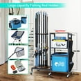 thumbnail image 2 of 360° Rotating Fishing Rod Holder with Wheels - 12 Rod Storage Organizer for Garage, 2 of 6