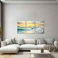 thumbnail image 3 of ZHONGYUTONG Sunset Beach Wall Art 3 Pieces Ocean Waves Pictures Seascape Paintings Prints Home Decor for Bathroom Living Room Framed (11.00" x 14.00" x 3PCS), 3 of 6