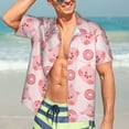 thumbnail image 7 of Fuzoiu Pigs Head And Donuts Print Hawaiian Shirt for Men, Summer Beach Casual Short Sleeve Button Down Shirts, Men’s Beach Summer Shirts with Pocket,Large, 7 of 7