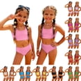 thumbnail image 2 of CCRFTGI Swimsuits for Child Girls Size 7-8 Two Piece Sets Swim Vacation Bathing Suit Beach Holiday Solid Bikinis Summer Cute Girls Fashion Swimsuits Swimwear Complexion 9-10 Years, 2 of 10