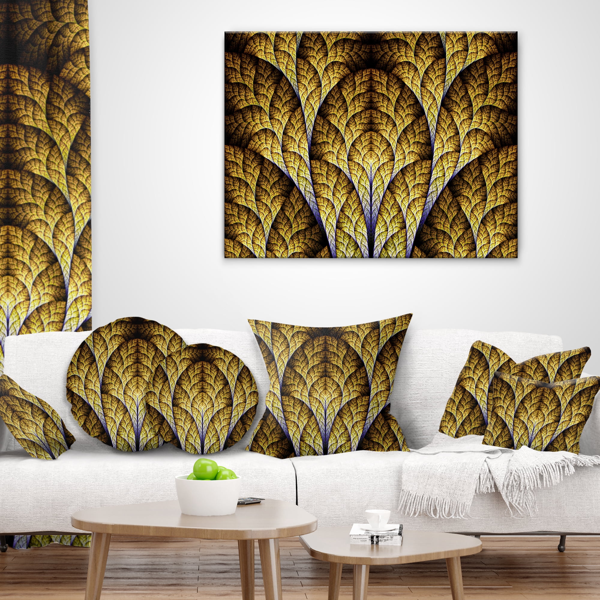 Designart Unique Orange Fractal Design Pattern - Abstract Throw Pillow - 16x16