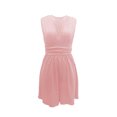 thumbnail image 4 of Swanpen Women's V Neck Sleeveless Ruched Skort Romper Short Jumpsuit with Side Pockets Summer Casual Beach Outfit, 4 of 4