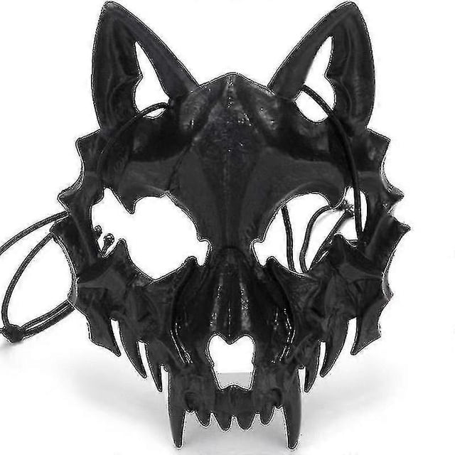 Máscara japonesa para adultos - Máscara de resina de media cara con calavera blanca, máscara de terror - Disfraz de cosplay, fiesta, Halloween, decoración, juego de rol