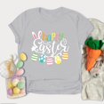thumbnail image 2 of Pxiakgy Liquidation! T-Shirts de Pâques pour Femmes T-Shirt Lapin Heureux Col Rond Tee-Shirt Graphique Œuf de Pâques Hauts Graphiques de Vacances Mode Col Rond Imprimé de Pâques Manches Courtes T-Shirt Gris TG, 2 of 5