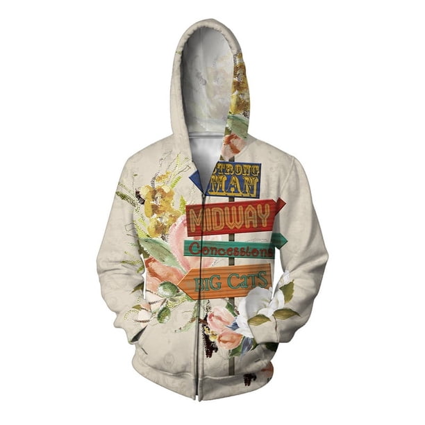 Sudadera con capucha y estampado 3D de zorro, flor y hoja para hombre, estilo vintage, con gráfico de estatua, informal, cómoda, holgada y con cremallera