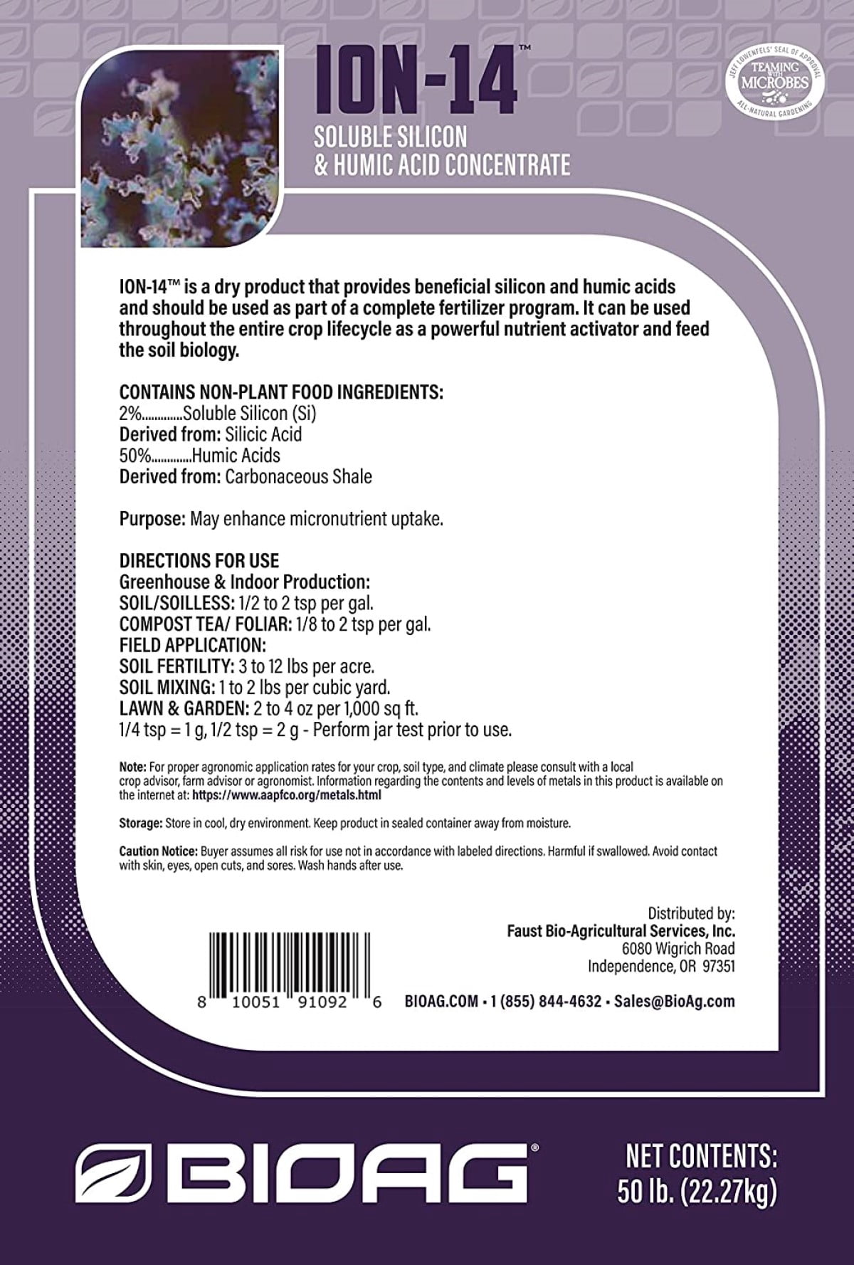 Ion 14 Dry Soluble Soil Additive - Provides Essential Silicon & Humic Acids For Nutrient Activation - 300 g Bag by BioAg