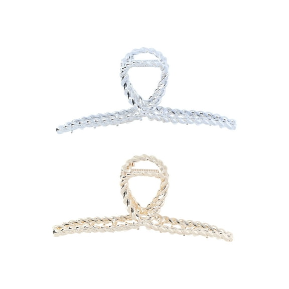 Time and Tru Women's Metal Claw Hair Clips, 2-Pack, Gold-Tone/Silver-Tone
