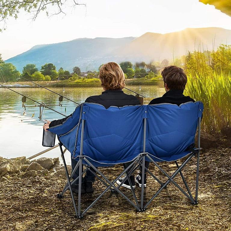 Loveseat Camping Chair Double Folding Chair for Adults Couples w